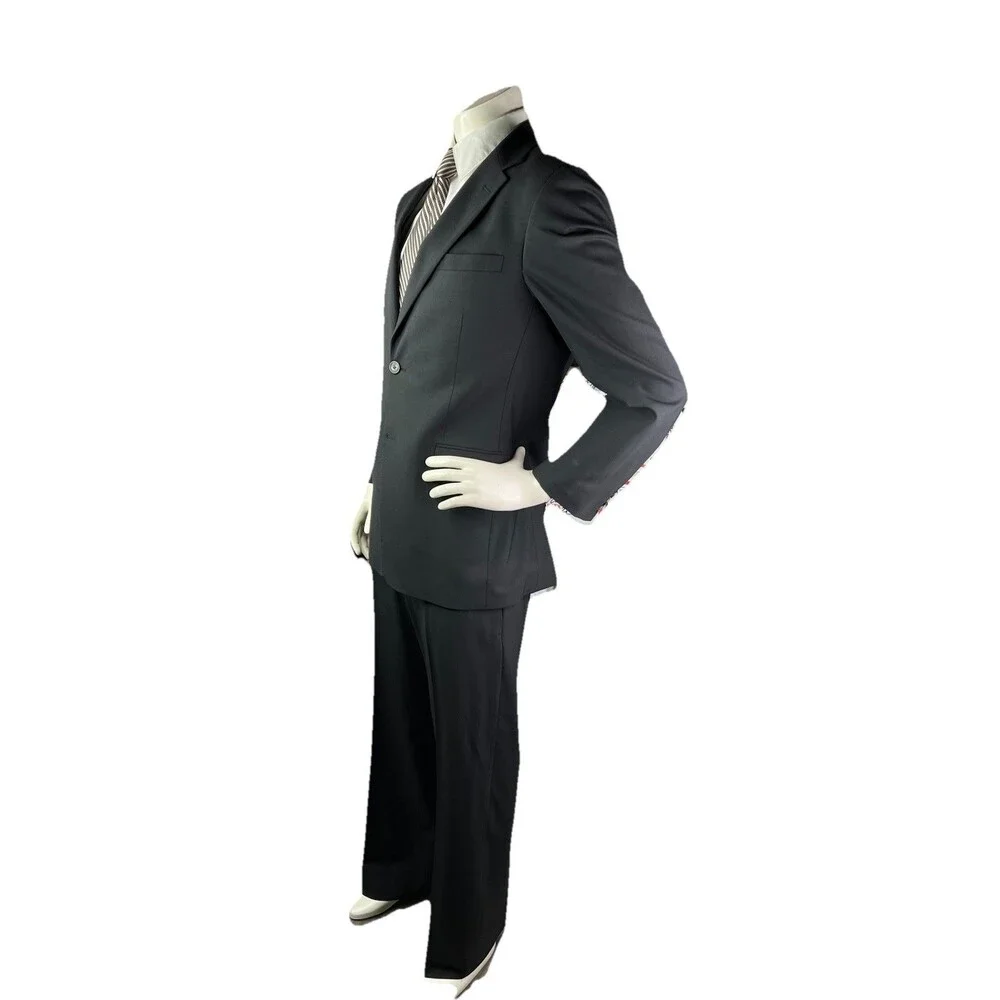 THEORY Premium Men’s 2pc Suit 38R 34x31 Recent 100% Wool Suit Jacket Pants Black